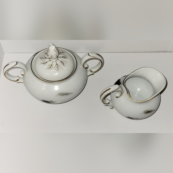 (2) Fukagawa Sugar & Cream Set Arita 903 Pattern Fancy Sugar Pot and Creamer - Picture 7 of 8